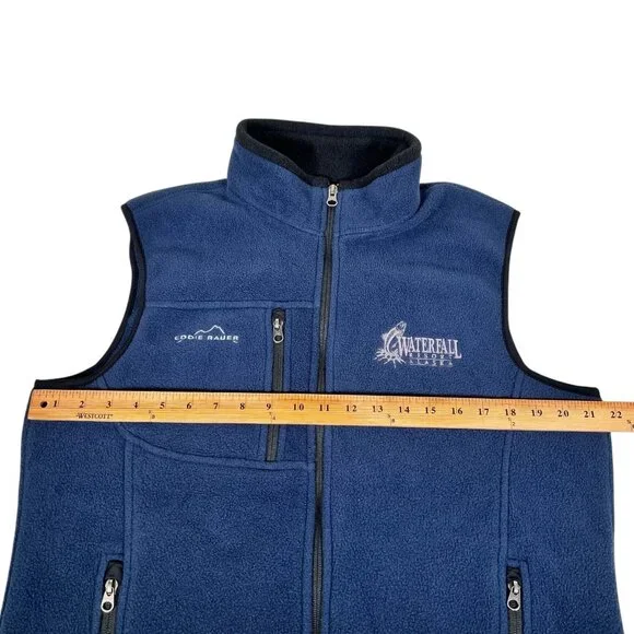 Eddie Bauer Mens Blue Full Zip Waterfall Resort Alaska Fishing Fleece Vest Sz M - Picture 11 of 12